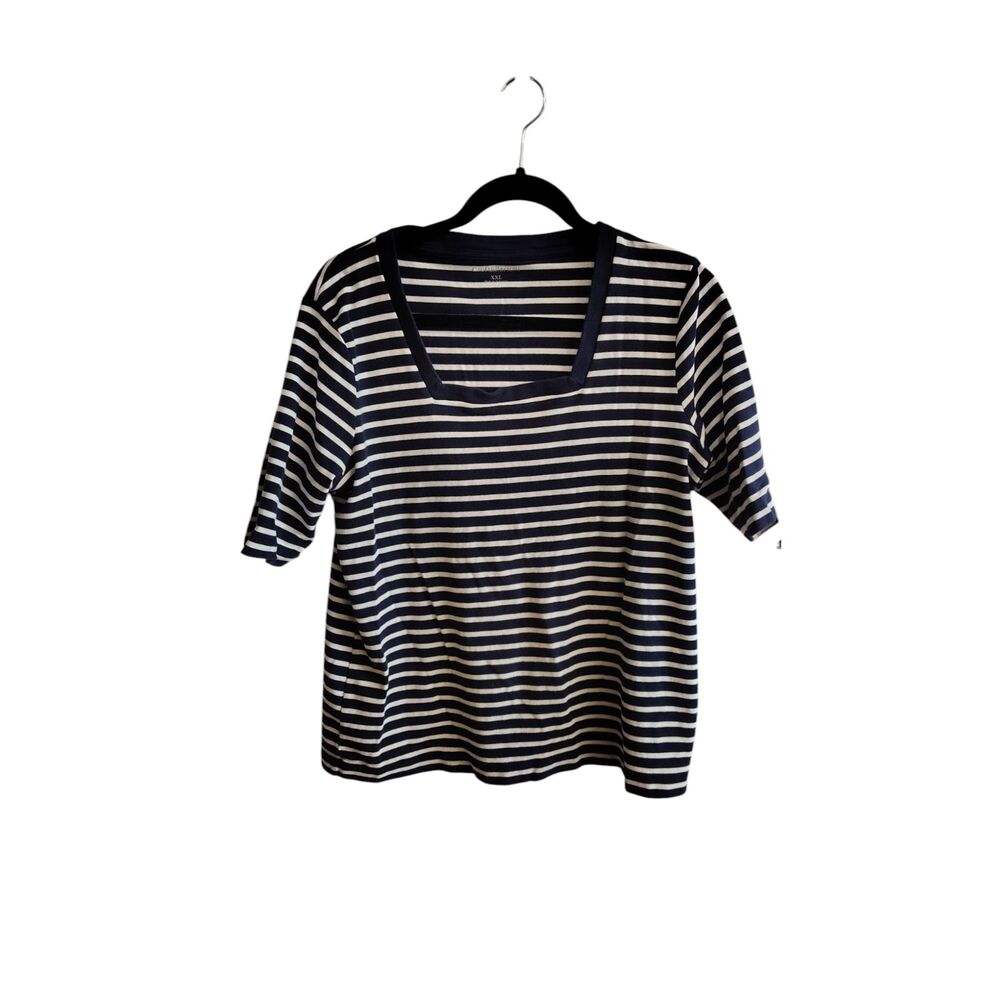 Croft & Borrow XXL Blue and white Stripe Square neck‎ tee